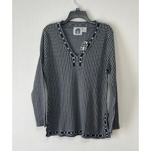 Storybook Knits sweater in bold checkered knit sz M retro glam cottagecore